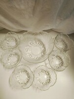 Rudolf Jurnikl cseh üveg művész salátás, Sklo Union tálaló szett - 7 db