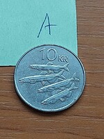 IZLAND 10 KORONA 2008 Acél nikkel bevonattal, Csuklyás hal  #A