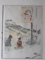 ADOLPHE-LÉON WILLETTE: (1857-1926) eredeti ritka litográfia