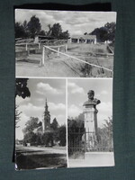 Képeslap,Csokonyavisonta,mozaik,gyógyfürdő forrás,templom,Kossuth szobor látkép,részlet,1960-