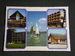 Képeslap,Csopak,mozaik,szálló,üdülő,Balaton vitorlás,Molnár csárda,templom látkép,részlet, 1987-