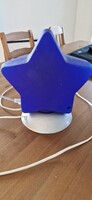 Ikea ritka retro, vintage üveg kék csillag handmade asztali lámpa .