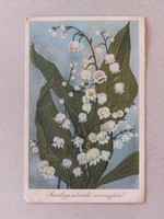 Régi virágos képeslap gyöngyvirág