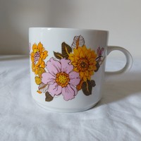 Ritka  dália mintás virágos porcelán bögre