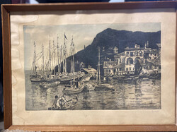 Görög Rezső: Capri (színezett rézkarc)