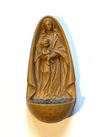 FALI SZENTELTVÍZTARTÓ MADONNA ÁBRÁZOLÁSSAL DÍSZÍTVE