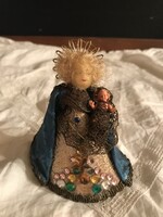 MADONNA - 11 x 9 x 6 cm - RÉGI - OSZTRÁK - HIBÁTLAN - KARTON - SELYEM - KŐ - VASTAG RÉZ GLÓRIA
