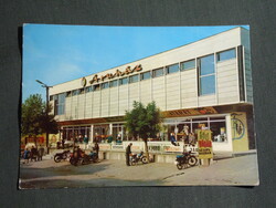 Képeslap,Dunaföldvár,ÁFÉSZ áruház,motorkerékpár, látkép,részlet,1970-