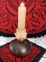 Ceramic candlestick for mustachioed knights from Baksa Gyöngyi with original candle and marking!