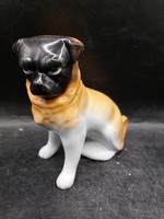Antique Victorian Bavarian Monkey Faced Pug Dog Porcelain,12 cm magas. 3193b