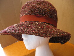 Bordó-barna-drapp buklé női kalap Vienna Handmade