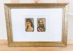 (K) Franz Joseph and Sissi portrait picture 32x23 cm with frame