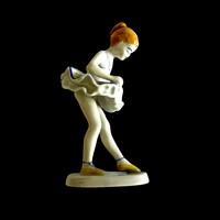Hollóháza Régi porcelán szobor, Nipp Magyar Porcelán tárgy, antik Hollóházi porcelán, Balerina