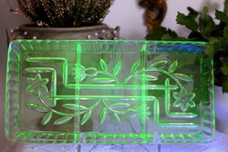 Art deco uránüveg tálca