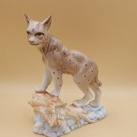 Retro  Bisquit porcelán  Hiúz figura