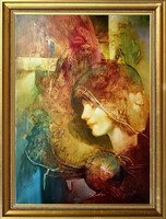 Buday Mihály: A múzsa - keretezve 80x60cm - alkotás: 70x50cm - h-24-cid