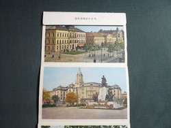 Képeslap,Debrecen,Leporelló,lapozó,szálló,templom,út,park,egyetem látkép,részlet,1950-