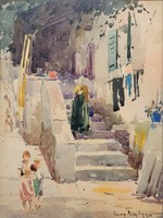 Négely Rudolf (1883 - 1941) Fiume c. akvarell festménye EREDETI GARANCIÁVAL !!