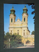 Képeslap,Debrecen,Református templom,Volán autóbusz megálló látkép,részlet, 1970-