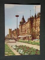 Képeslap,Debrecen,Arany bika szálló,hotel,étterem,park látkép részlet, 1970-