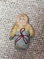 Karácsonyfadísz vatta/papírmasé pólyásbaba
