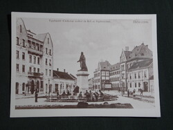 Képeslap,reprodukció,Debrecen,Egyháztér,Csokonai szobor,Ref kollégium látkép,részlet, 1990-