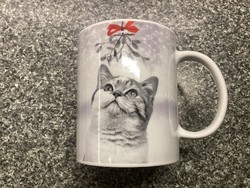 Cica /macska mintás porcelán teás bögre,csésze