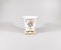 HERENDI, TULIPÁN MINTÁS EMPIRE KARMOS LÁBÚ KÉZZEL FESTETT PORCELÁN KASPÓ, HIBÁTLAN! (I200)
