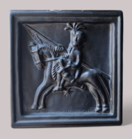 Rusói Karcag huszár fekete mázas kerámia