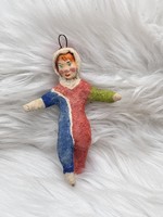 Karácsonyfadísz vatta/papírmasé cirkuszi bohóc