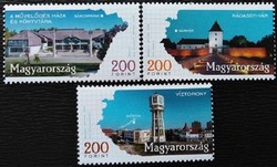 S5354-6  / 2018  Tájak , Városok I.- Sárospatak, Sárvár , Siófok bélyegsor postatiszta