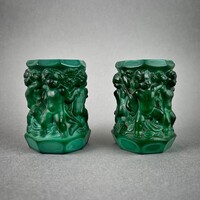 Art Deco gyönyörű puttós malachit váza pár 1930’