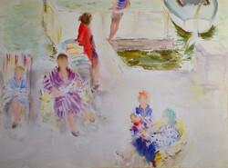 Diósy Antal (1895-1977) STRANDOLÓK A BALATONON 1960