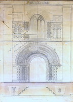 E. H. SHELLEY jelzéssel : ST MARY 'S TEMPLOM , TUTBURY ( Templom bejárati boltív és abllak  )