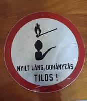 Nyílt láng.Dohányzás tilos! 25cm Alumínium tábla