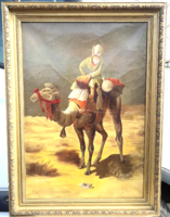 50% DECEMBERBEN. Keleti / Orientalista festmény, teve, sivatag.