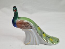 Régi kézzel festett Drasche porcelán páva figura hibátlan állapotban 10 cm. magas