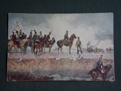 Képeslap,Anya és csecsemő védő,grafikai,Bem a Nagyszebeni ütközetben,katona,huszár,1910-