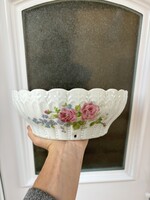 Gyönyörű virágos rózsás anyagában tulipános pogácsástál rózsa  tál falusi Gyűjtői  nosztalgia darab