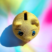 50-as évekből mini malacpersely persely Sparschwein, vintage játék szerencsehozó persely figura