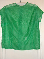 Vintage zöld színű gépi csipke női blúz, felső ( 46-os )