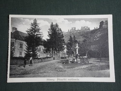 Képeslap,Sümeg,Püspöki rezidencia kastély,vár,utca látkép,Horváth Gábor kiadás Sümeg,1930-