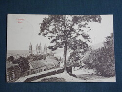 Képeslap,Pécs,Kálvária domb,Városi látkép,részlet,Lechner Kornél kiadás Pécs, 1909-   ,barna,