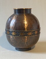 GÖMB ALAKÚ RETRO IPARMŰVÉSZETI VÁLLALATOS LIGNIFER BRONZ VÁZA