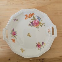 Rosenthal "Maria Sommerstrauss" dombornyomott és festett virágmintás füles kínáló tálca!