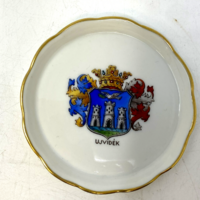 Régi kisméretű Herendi porcelán emlék tálka Ujvidék címerével RZ