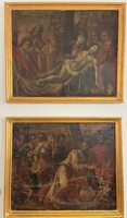Antik egyházi , vallásos festmény pár , a 19. század elejéről ! Mérete : 110cm x 90cm , kerettel : 1