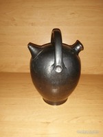 Antik mázas cserép csöcsös korsó - 21 cm (z)