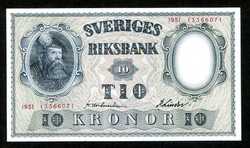 Svédország 1951 10 Korona UNC