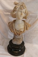 Antique female bust, alabaster sculpture